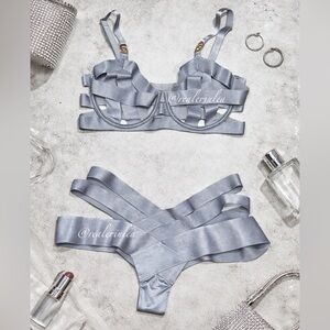SET NWT Victoria's Secret Luxe Banded Bandage Bra Cutout Unlined Balconet 34D XS